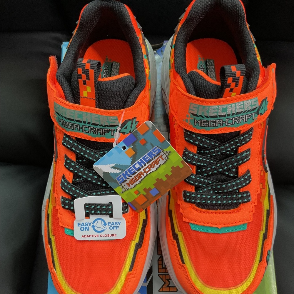 Skechers Kids' Mega-Craft 4K Sneakers Orange Black Size 2.5 Youth - Picture 6 of 10